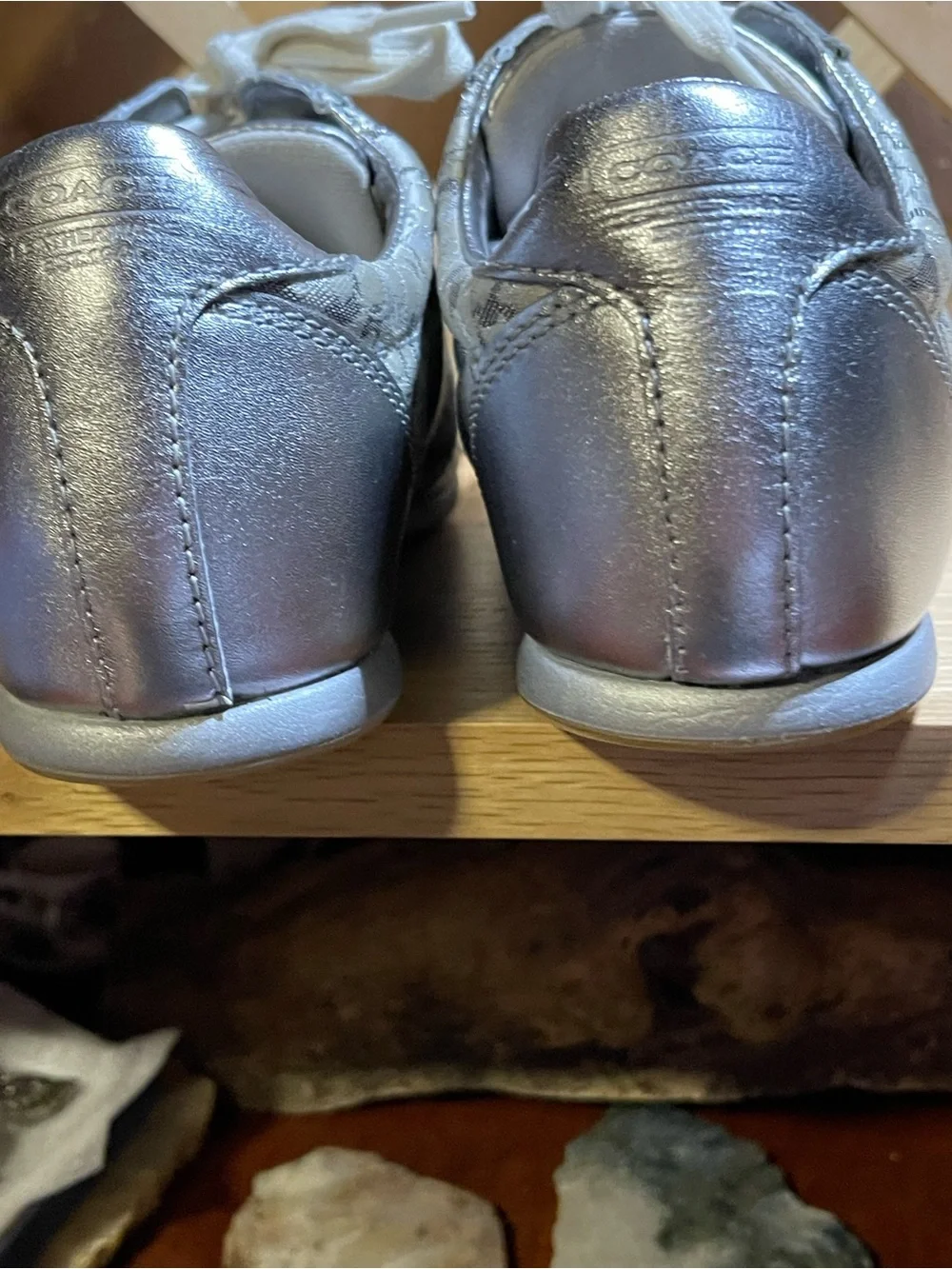 New -Y2K Coach Leatherware EST. 1941 “JOSS” Metallic Silver Leather Sneakers